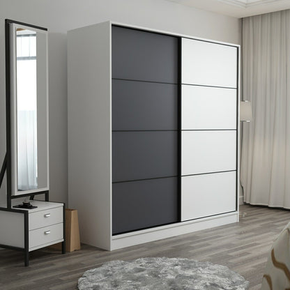 Ντουλάπα 220x210x52 εκ White Anthracite 506MNR2549