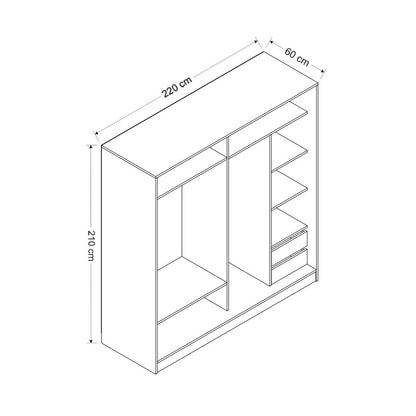 Ντουλάπα 220x210x52 εκ White Anthracite 506MNR2549
