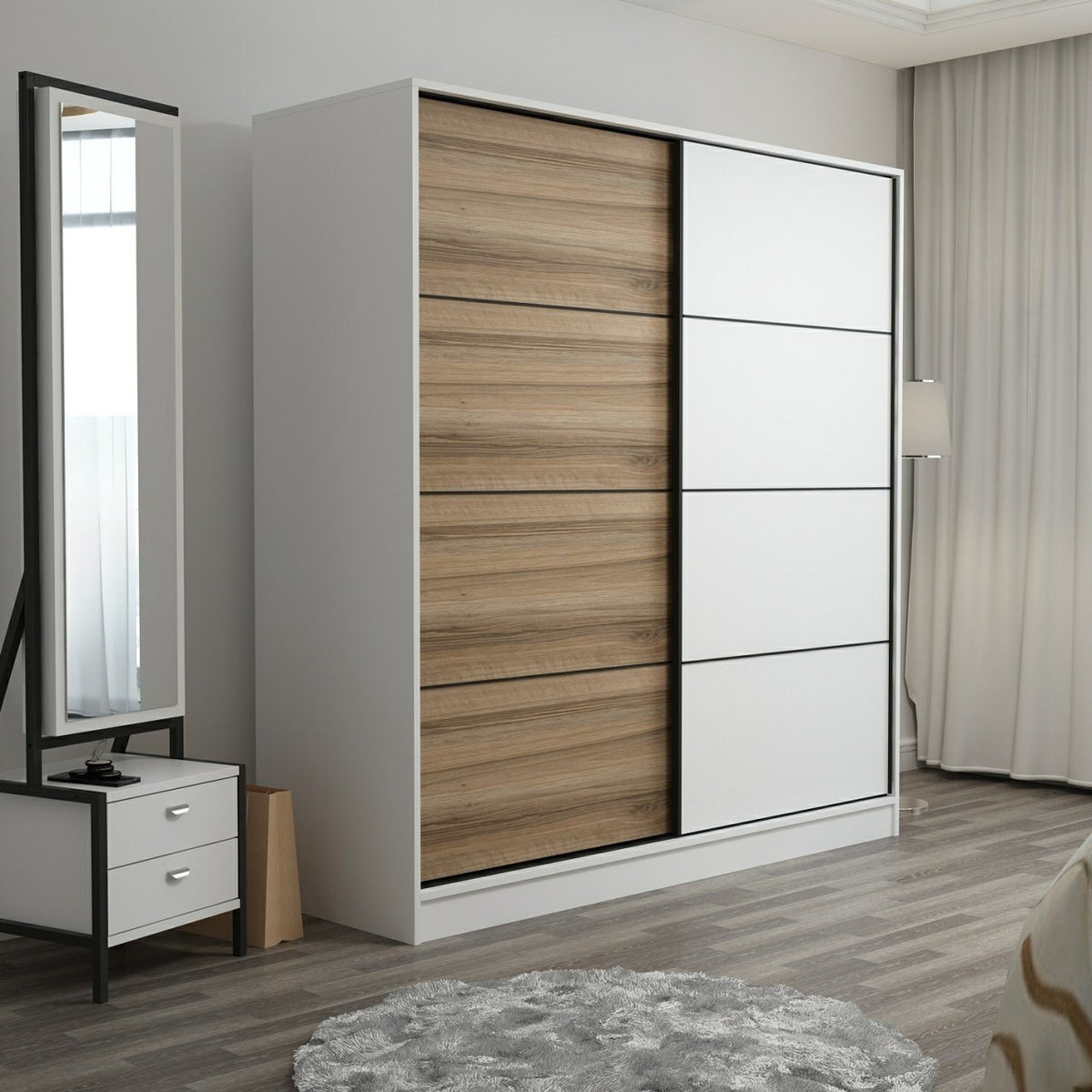 Ντουλάπα 220x210x52 εκ White Dore 506MNR2550