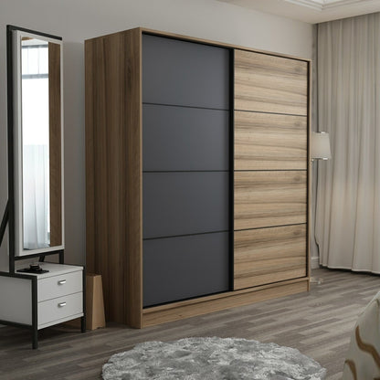Ντουλάπα 220x210x60 εκ Dore Anthracite 506MNR2554