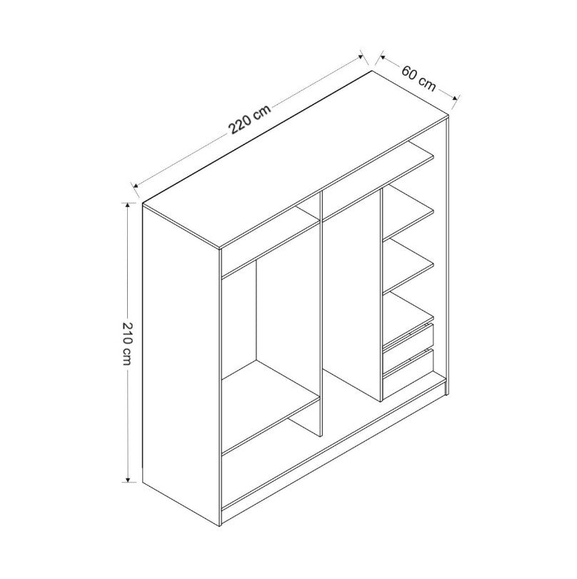 Ντουλάπα 220x210x60 εκ Dore 506MNR2555