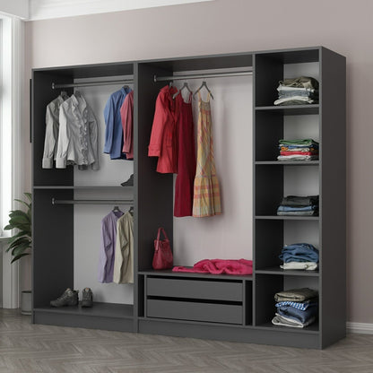 Ντουλάπα 225x190x52 εκ Ανθρακί 506MNR2575