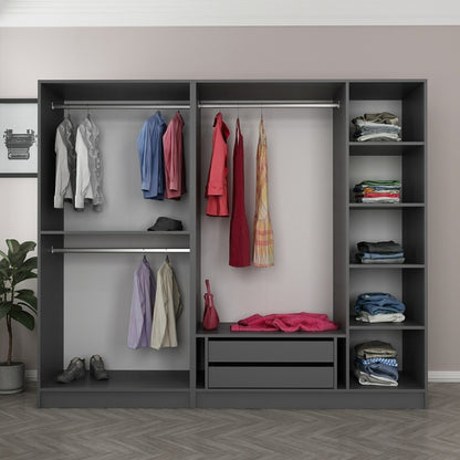 Ντουλάπα 225x190x52 εκ Ανθρακί 506MNR2575