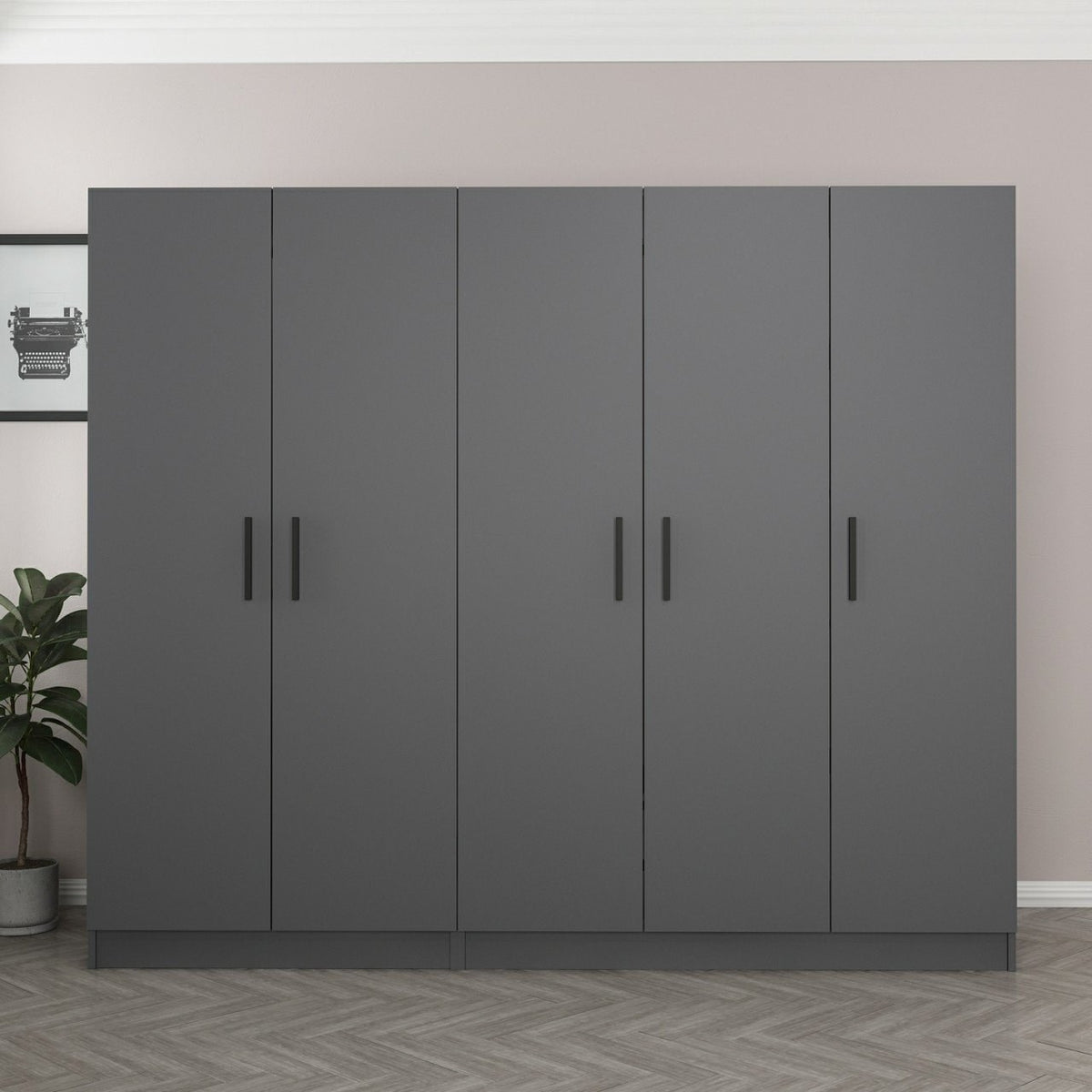 Ντουλάπα 225x210x52 εκ Ανθρακί 506MNR2576
