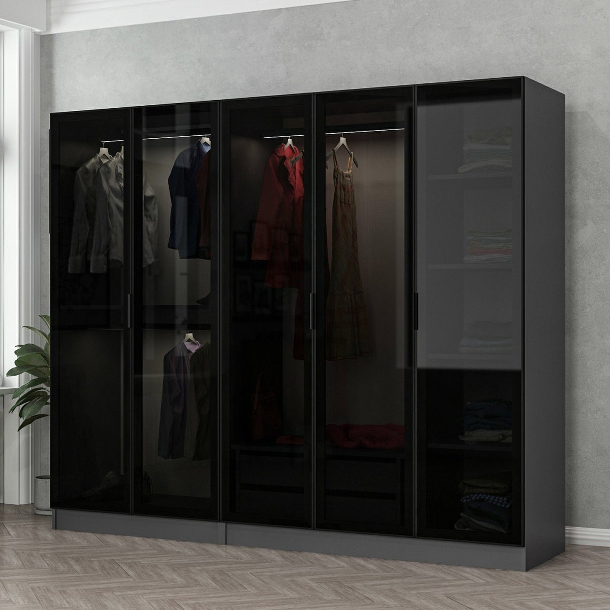 Ντουλάπα 225x190x52 εκ Anthracite Black 506MNR2586