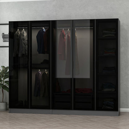 Ντουλάπα 225x190x52 εκ Anthracite Black 506MNR2586