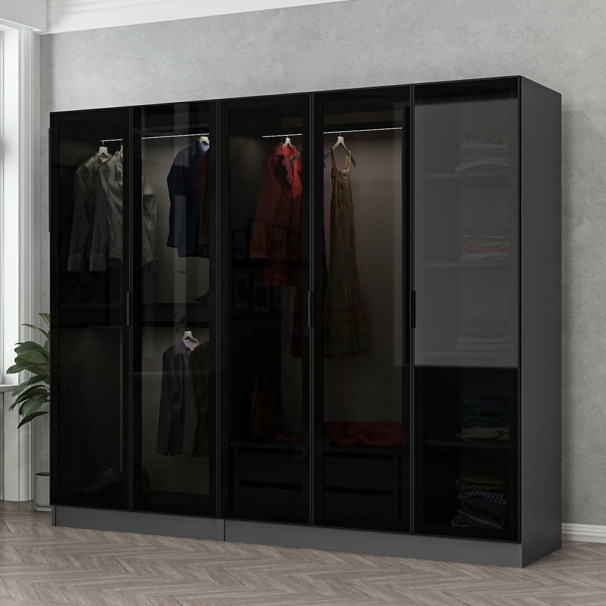 Ντουλάπα 225x210x52 εκ Anthracite Black 506MNR2587