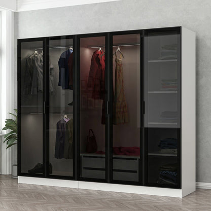 Ντουλάπα 225x210x52 εκ White Black 506MNR2589