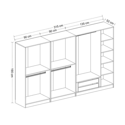 Ντουλάπα 315x190x52 εκ Ανθρακί 506MNR2611