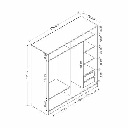 Ντουλάπα 180x210x52 εκ White Dore 506MNR2626