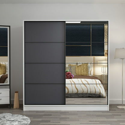 Ντουλάπα 180x190x52 εκ White Anthracite 506MNR2627