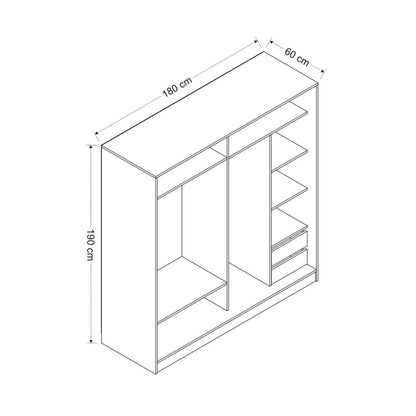 Ντουλάπα 180x190x52 εκ White Anthracite 506MNR2627