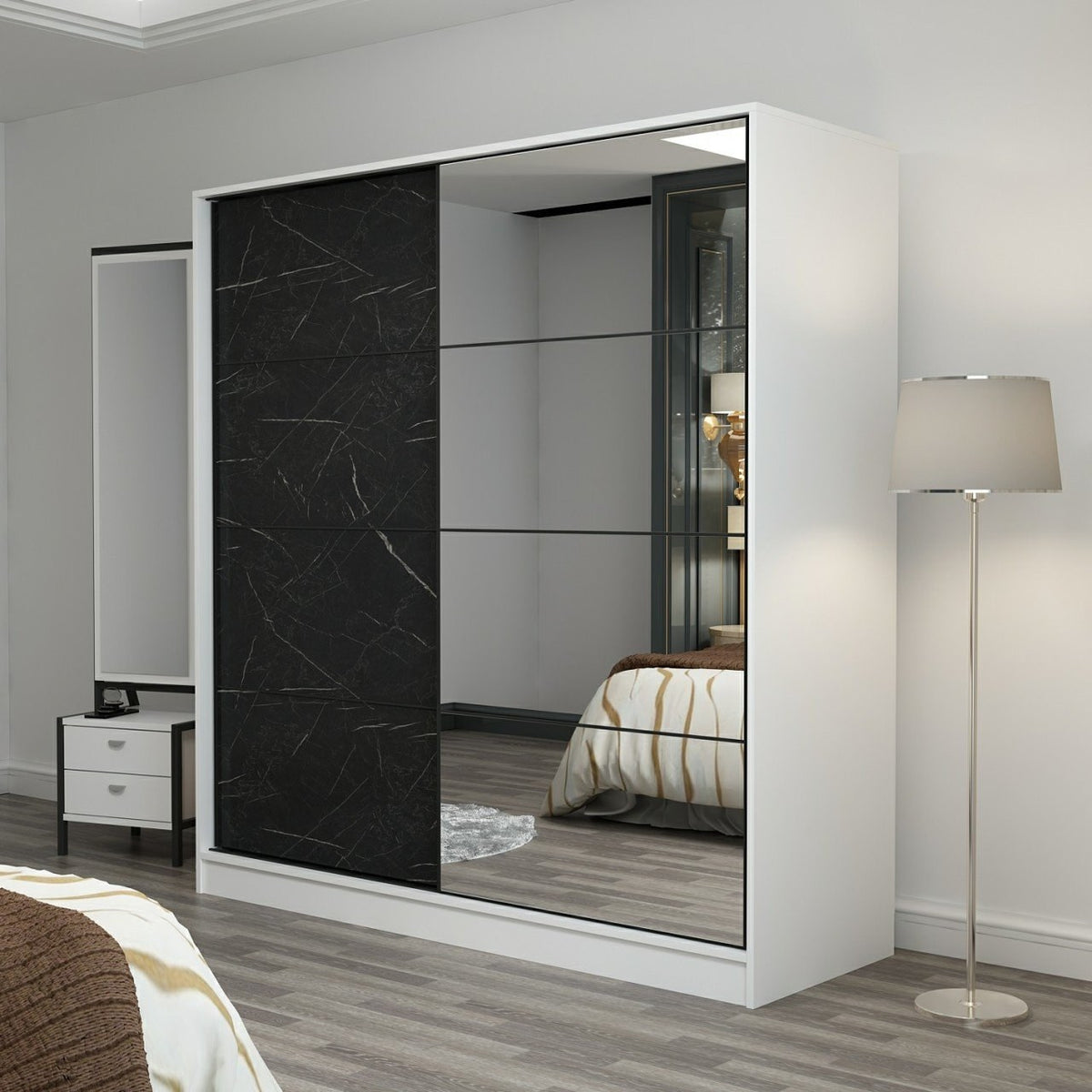 Ντουλάπα 180x190x52 εκ White Black 506MNR2629