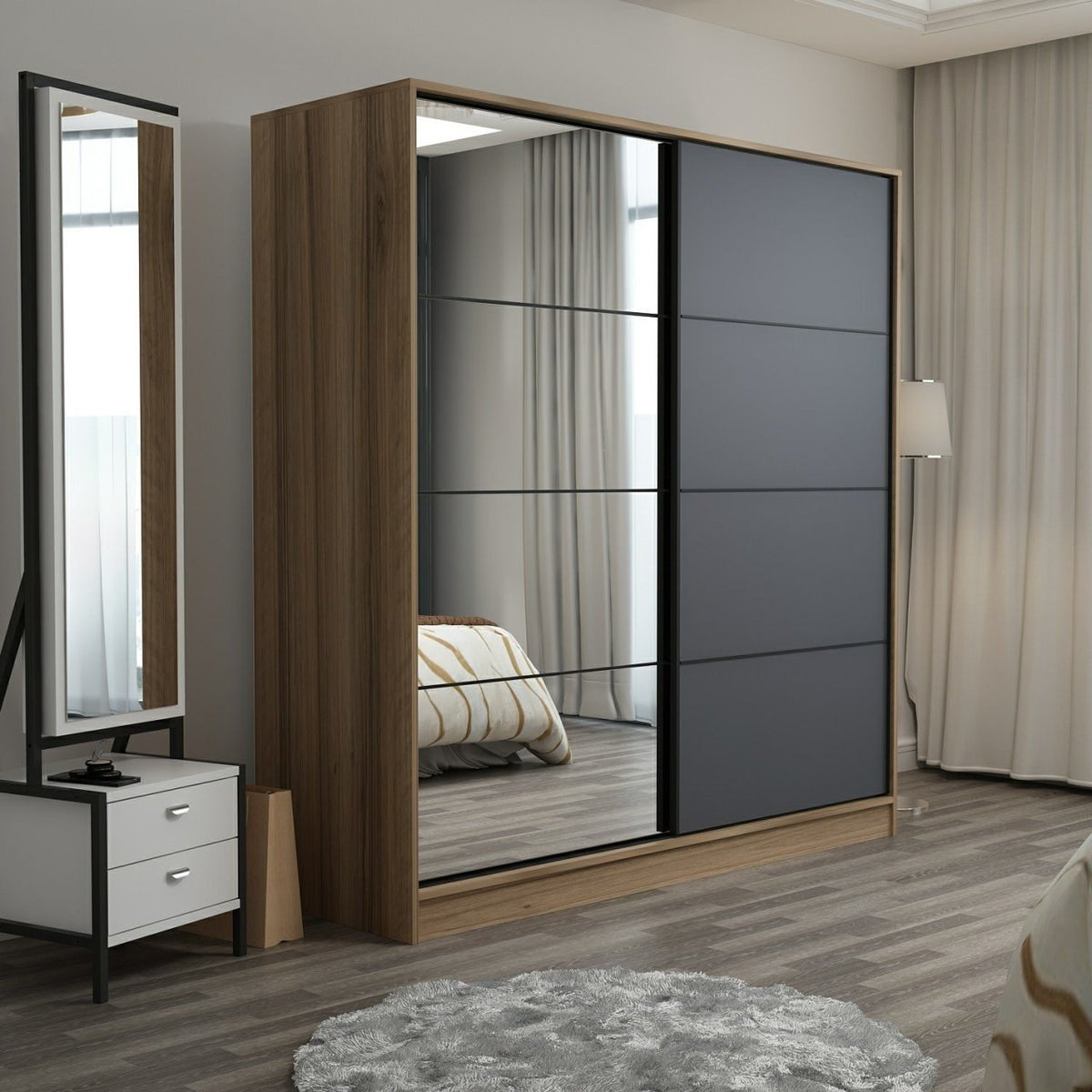 Ντουλάπα 180x210x60 εκ Dore Anthracite 506MNR2636