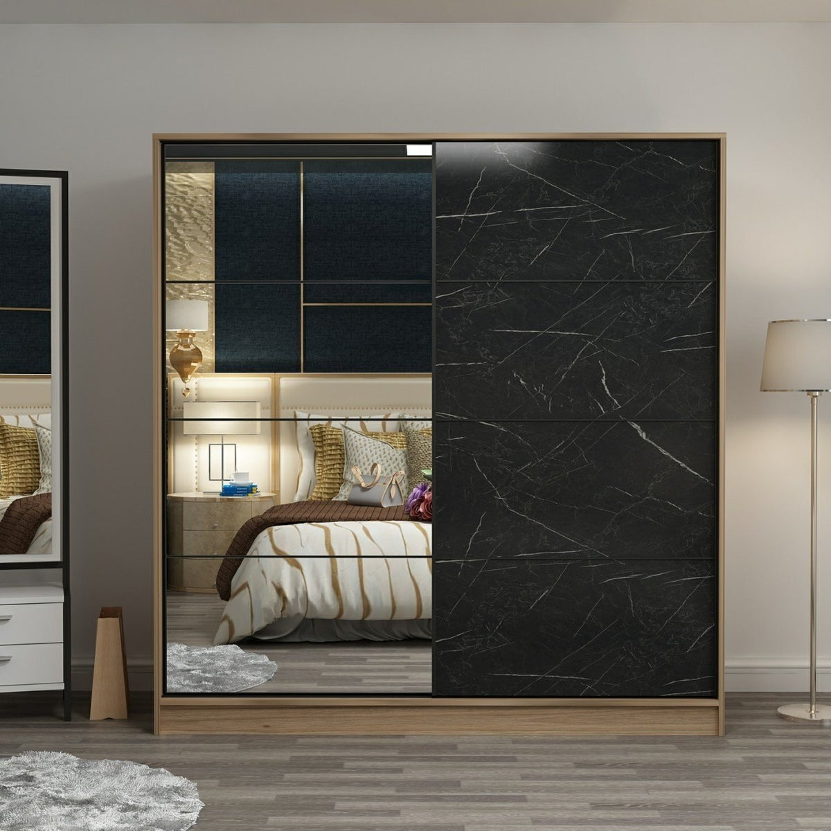 Ντουλάπα 180x210x52 εκ Dore Black 506MNR2638