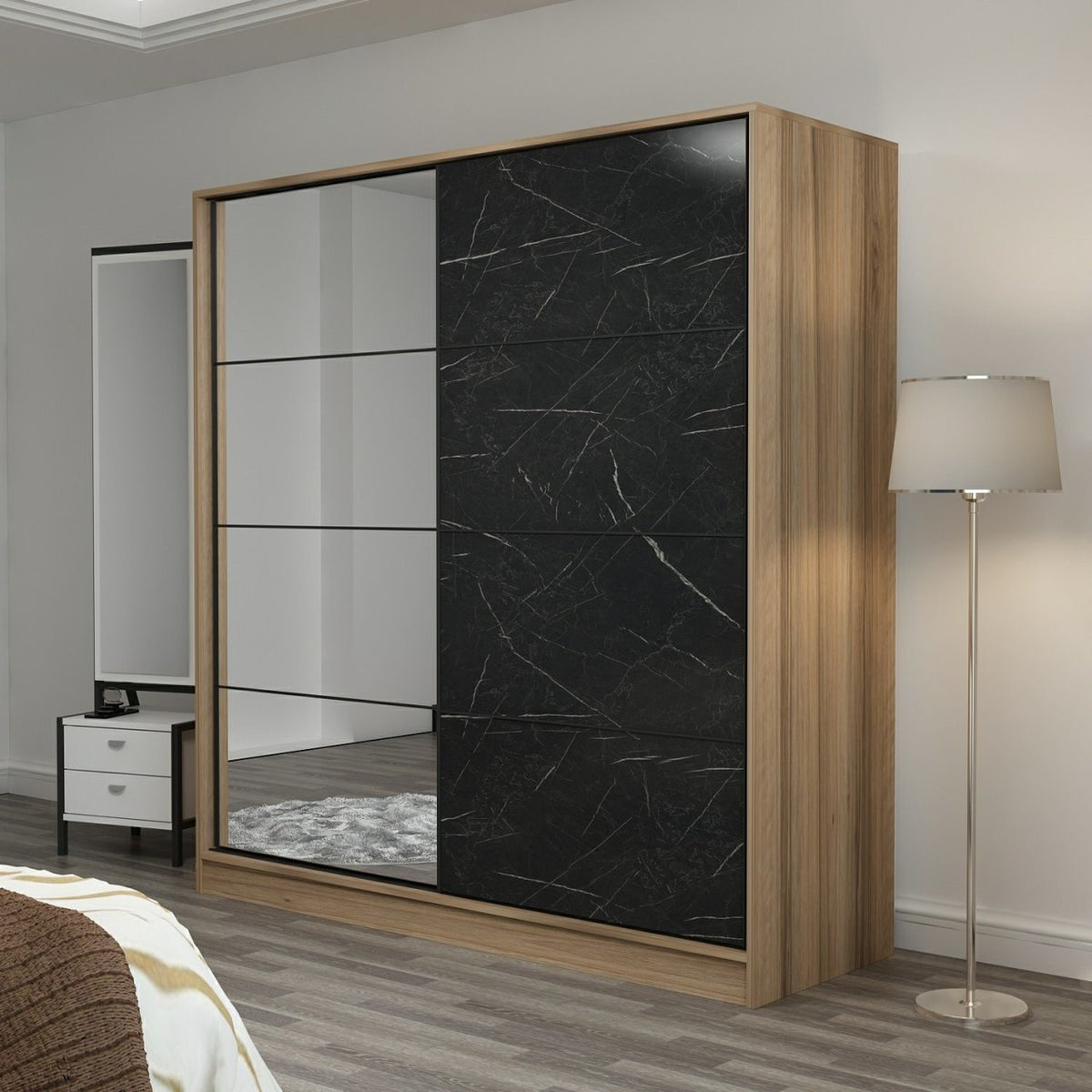 Ντουλάπα 180x210x52 εκ Dore Black 506MNR2638