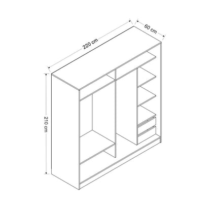 Ντουλάπα 220x210x52 εκ Λευκό 506MNR2640