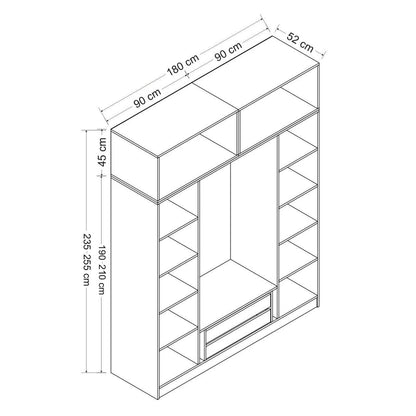 Ντουλάπα 180x235x52 εκ Λευκό 506MNR2673