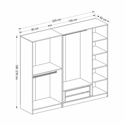 Ντουλάπα 225x190x52 εκ Λευκό 506MNR2683