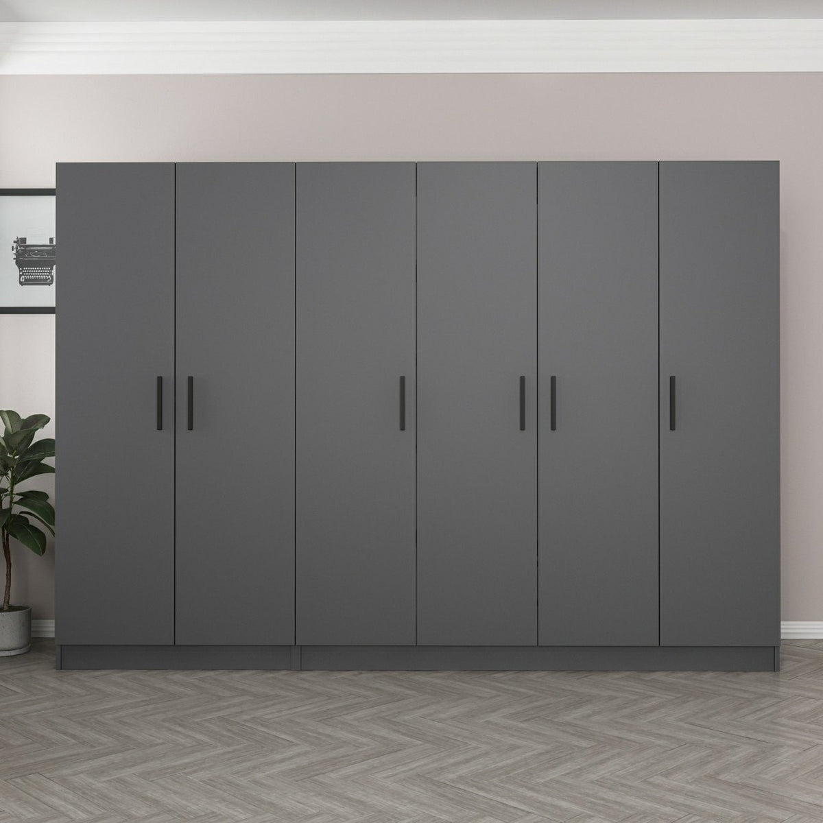 Ντουλάπα 270x210x52 εκ Ανθρακί 506MNR2718