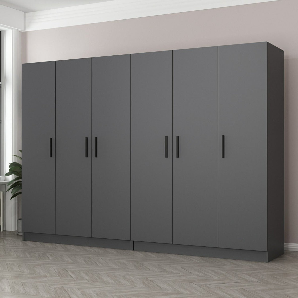 Ντουλάπα 270x190x52 εκ Ανθρακί 506MNR2722