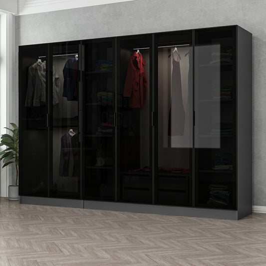 Ντουλάπα 270x190x52 εκ Anthracite Black 506MNR2728