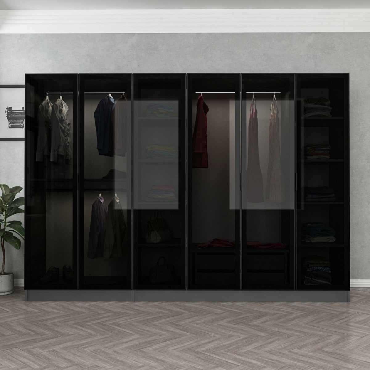 Ντουλάπα 270x190x52 εκ Anthracite Black 506MNR2728