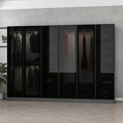 Ντουλάπα 270x190x52 εκ Anthracite Black 506MNR2728