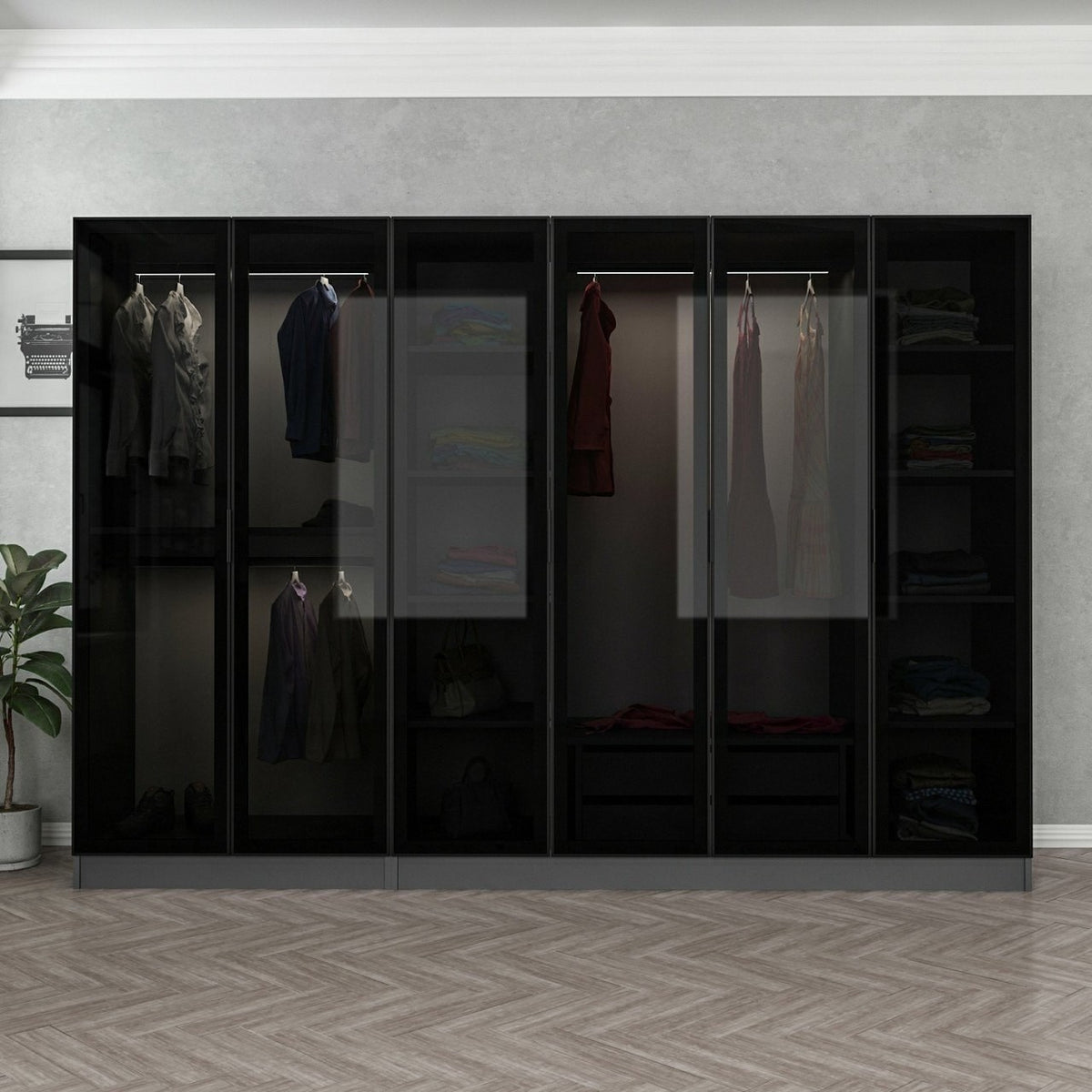 Ντουλάπα 270x210x52 εκ Anthracite Black 506MNR2729