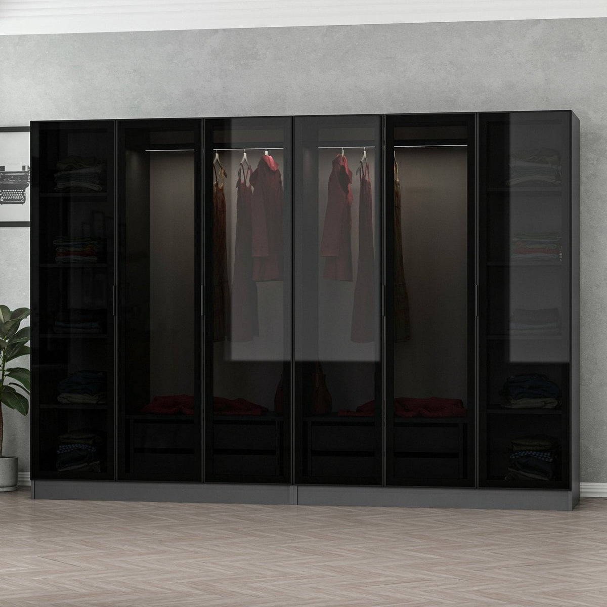 Ντουλάπα 270x190x52 εκ Anthracite Black 506MNR2730