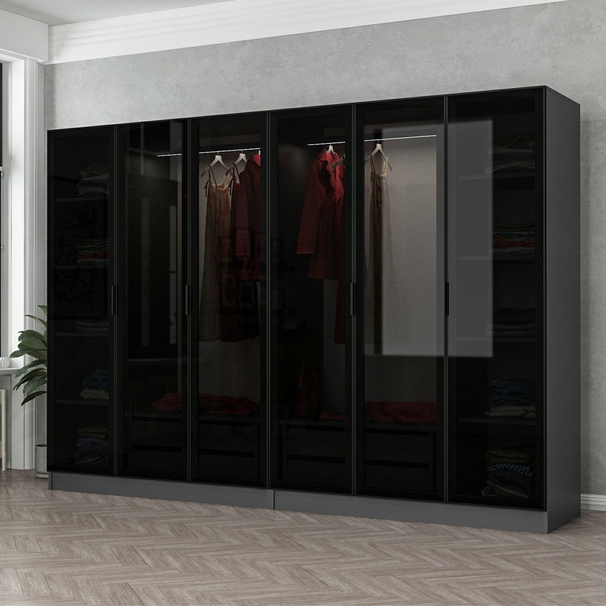 Ντουλάπα 270x210x52 εκ Anthracite Black 506MNR2731