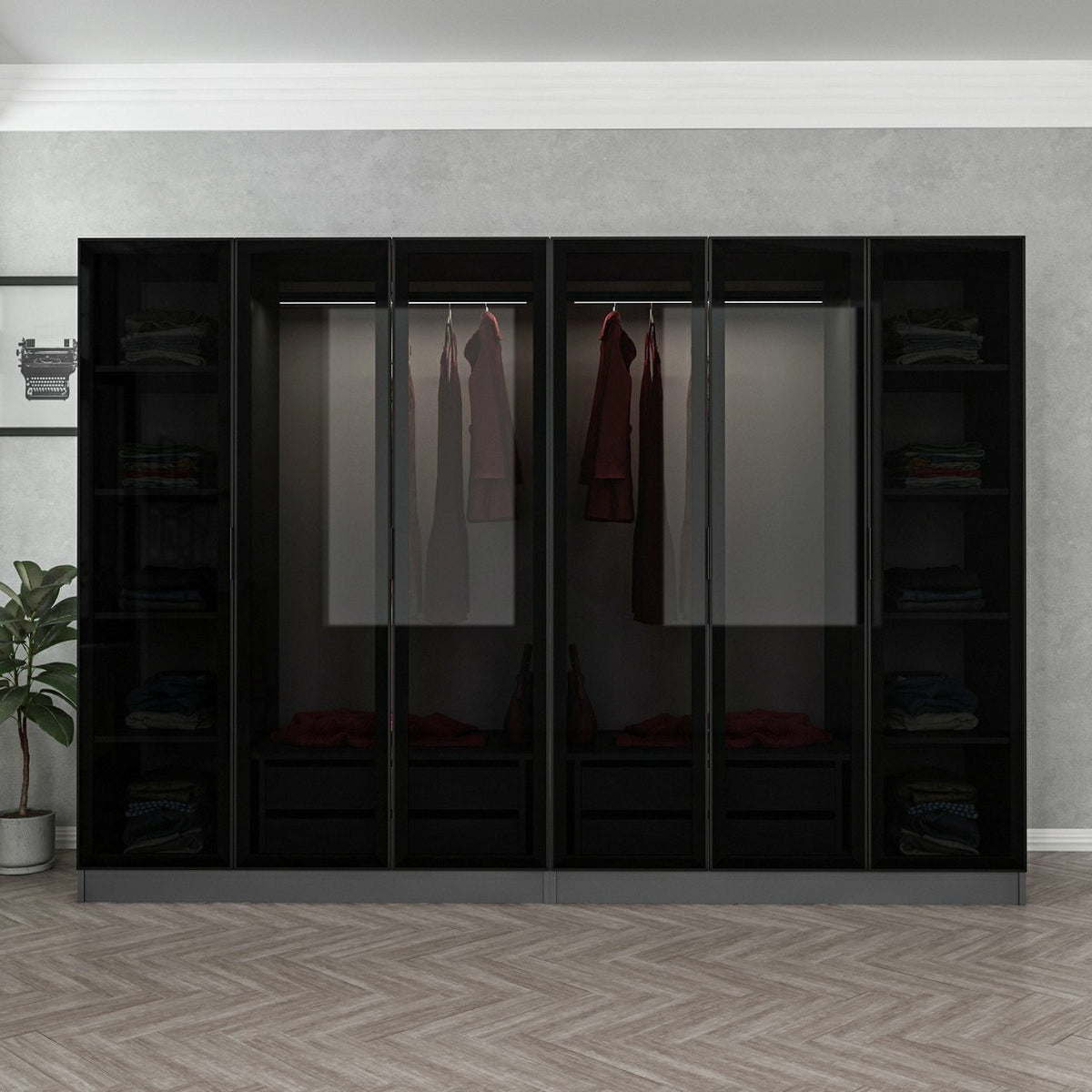 Ντουλάπα 270x210x52 εκ Anthracite Black 506MNR2731