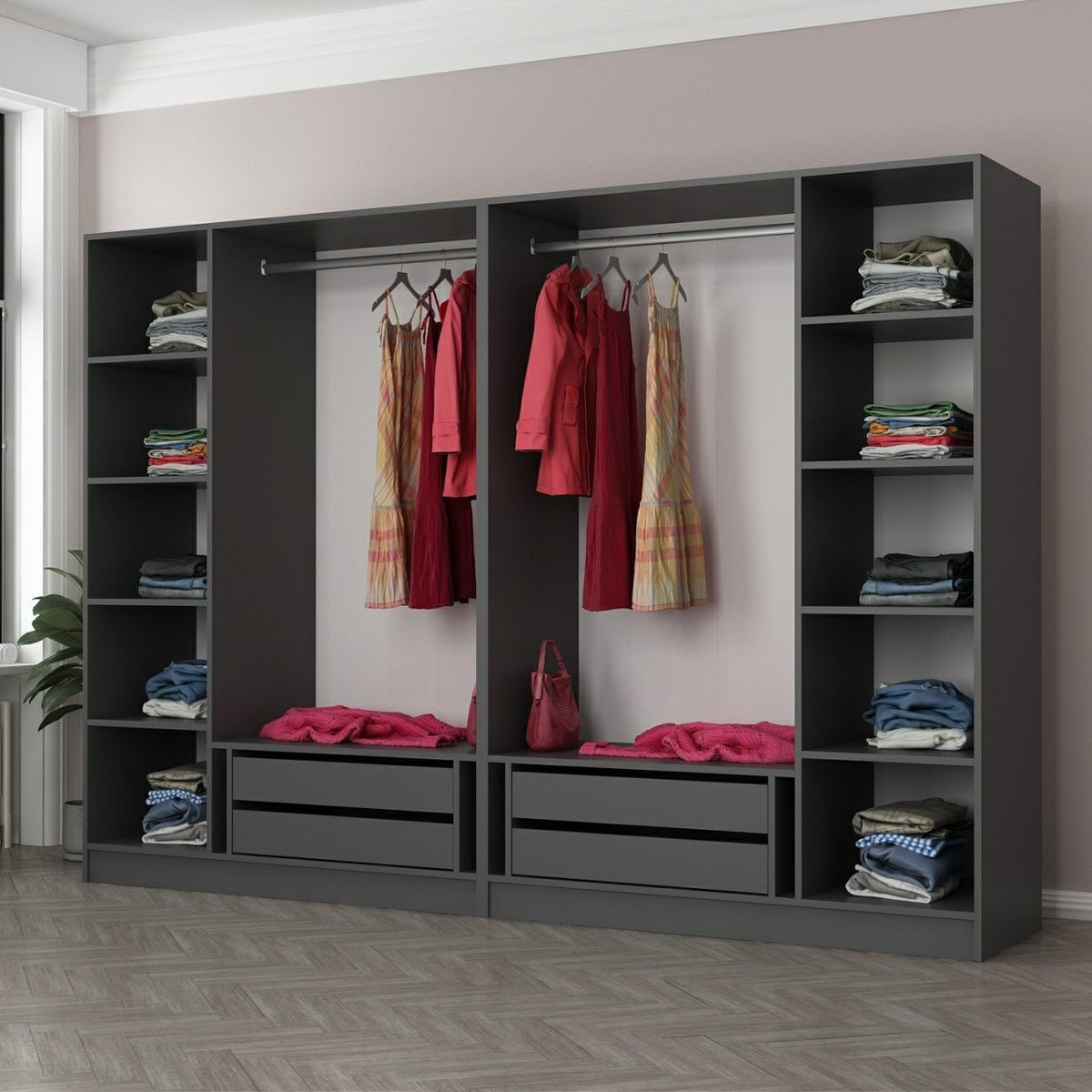Ντουλάπα 270x210x52 εκ Anthracite Black 506MNR2731