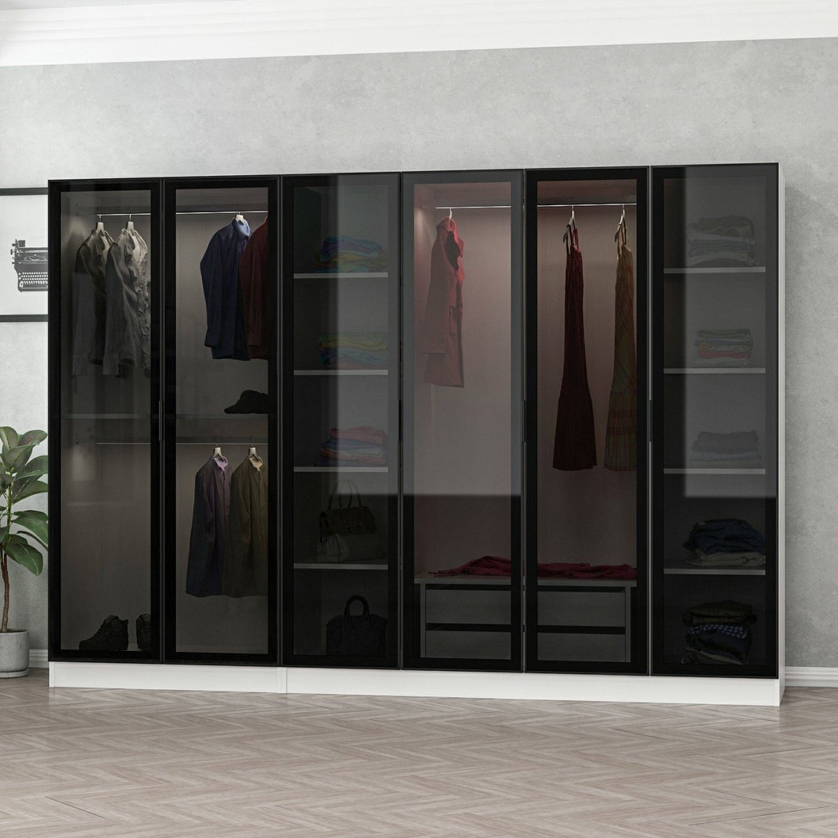 Ντουλάπα 270x190x52 εκ White Black 506MNR2732