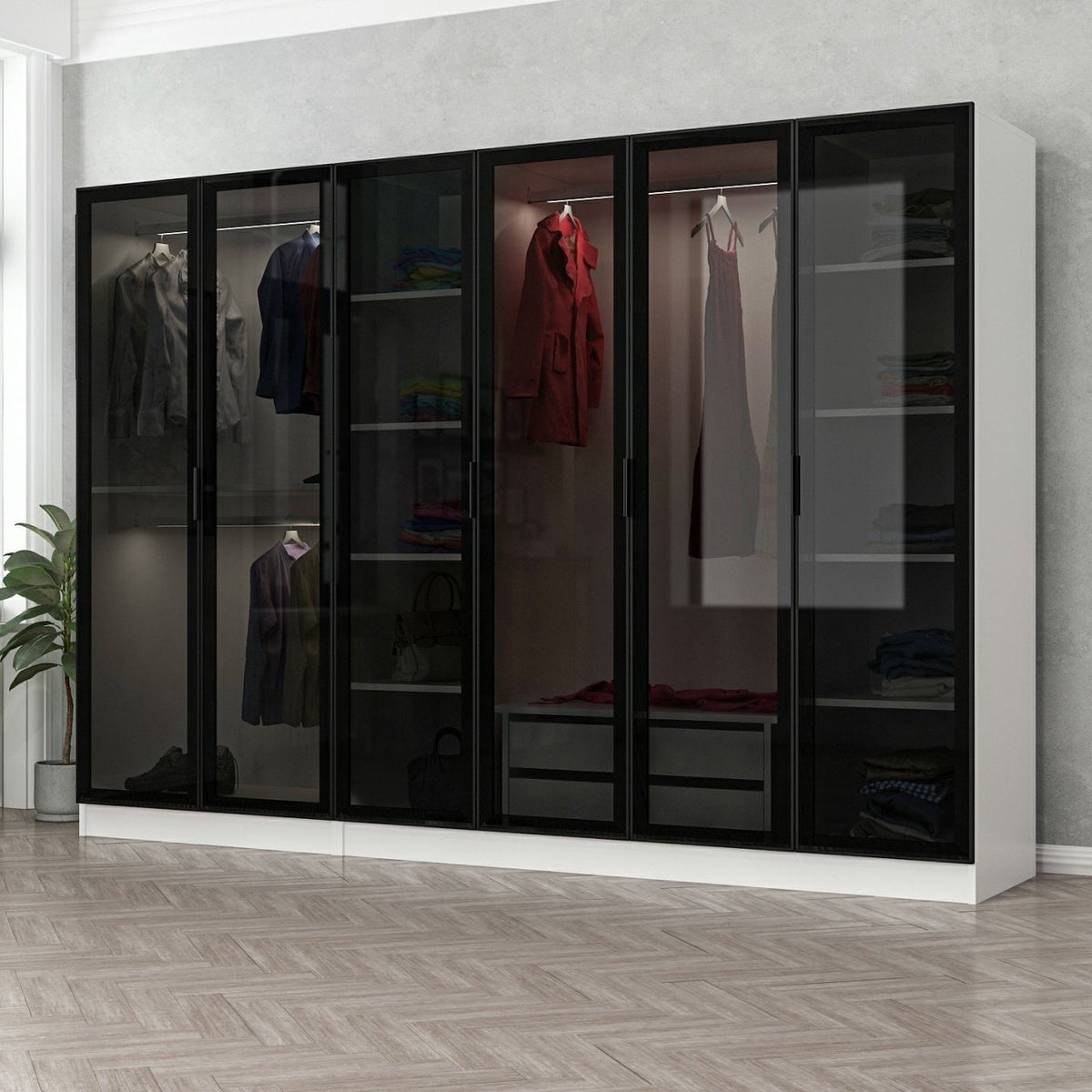 Ντουλάπα 270x210x52 εκ White Black 506MNR2733