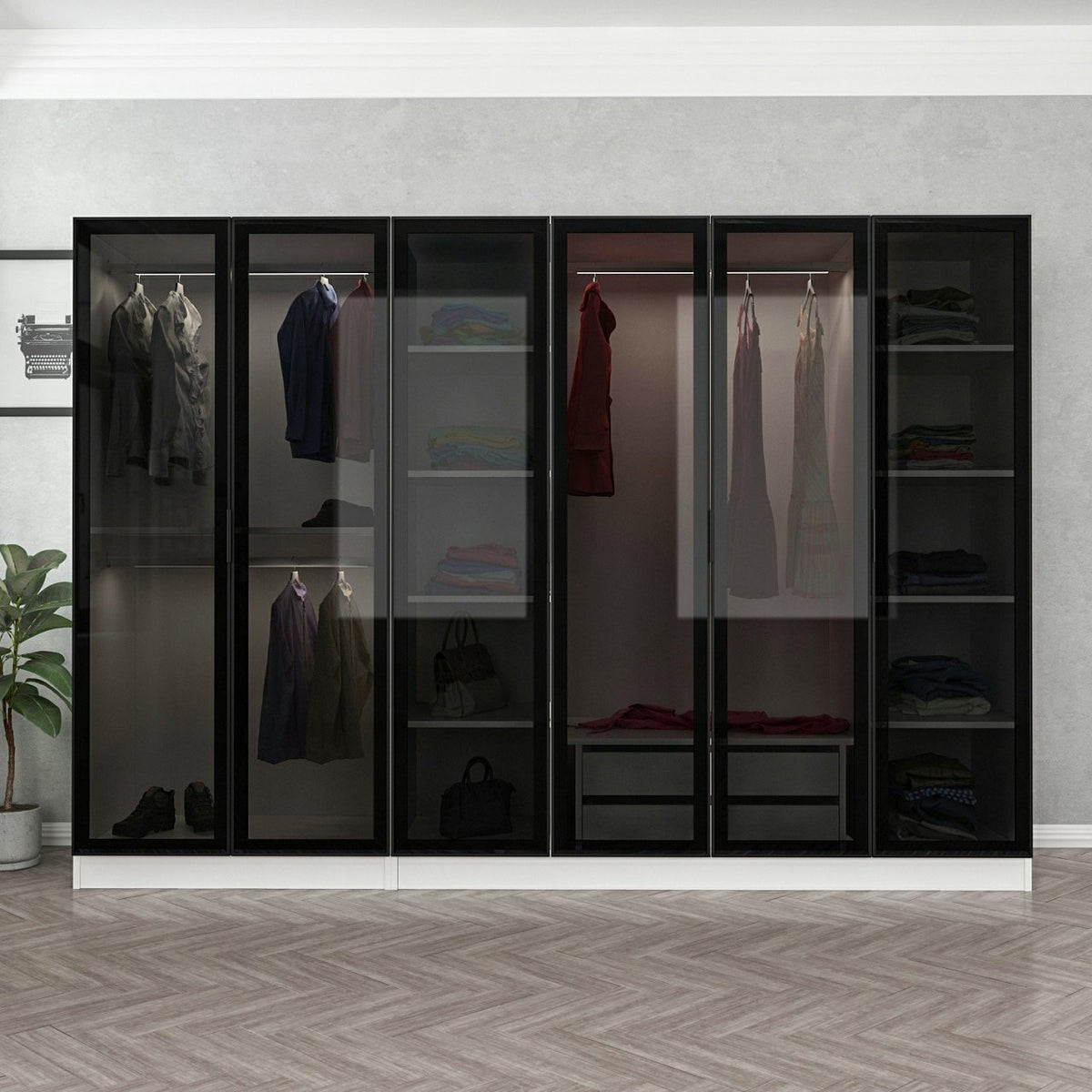 Ντουλάπα 270x210x52 εκ White Black 506MNR2733