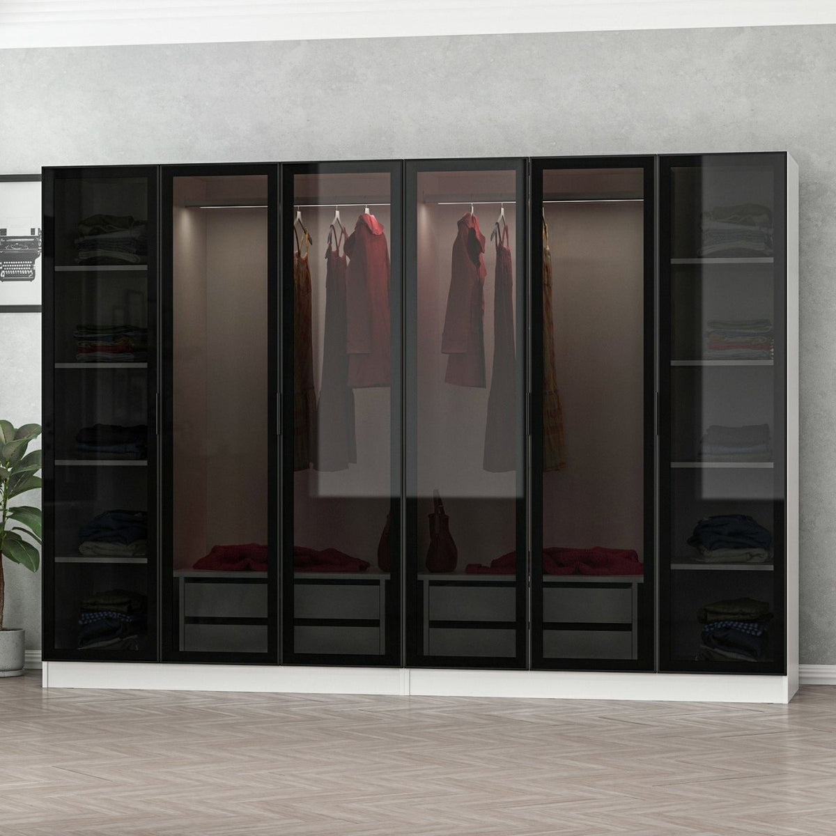 Ντουλάπα 270x190x52 εκ White Black 506MNR2734
