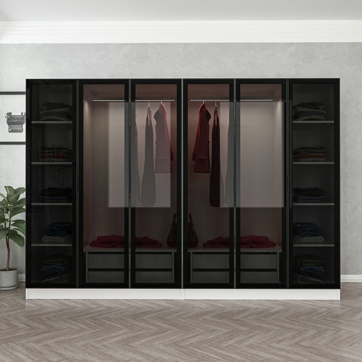 Ντουλάπα 270x210x52 εκ White Black 506MNR2735