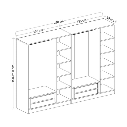 Ντουλάπα 270x190x52 εκ Dore 506MNR2750