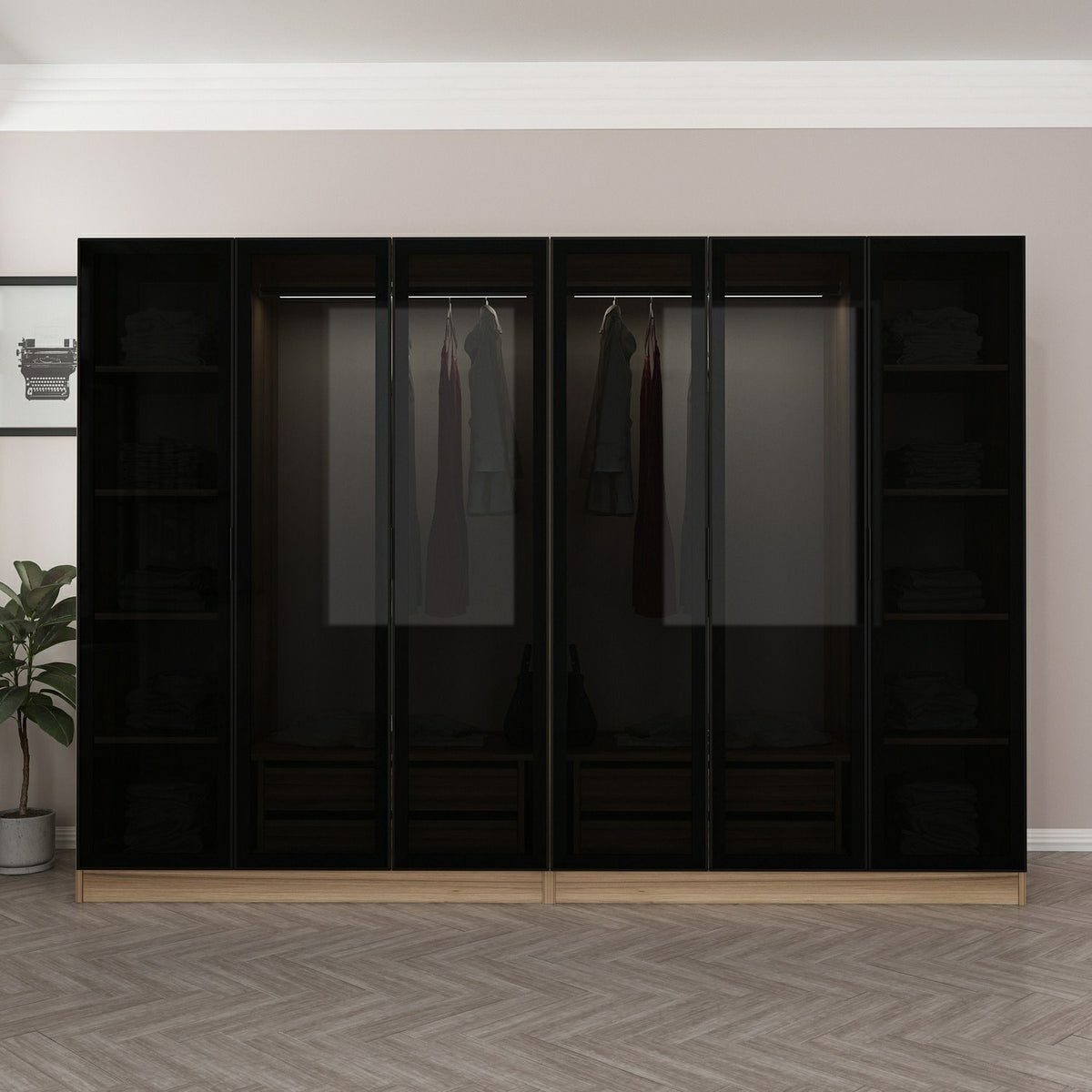 Ντουλάπα 270x210x52 εκ Golden Oak Dark Grey 506MNR2757