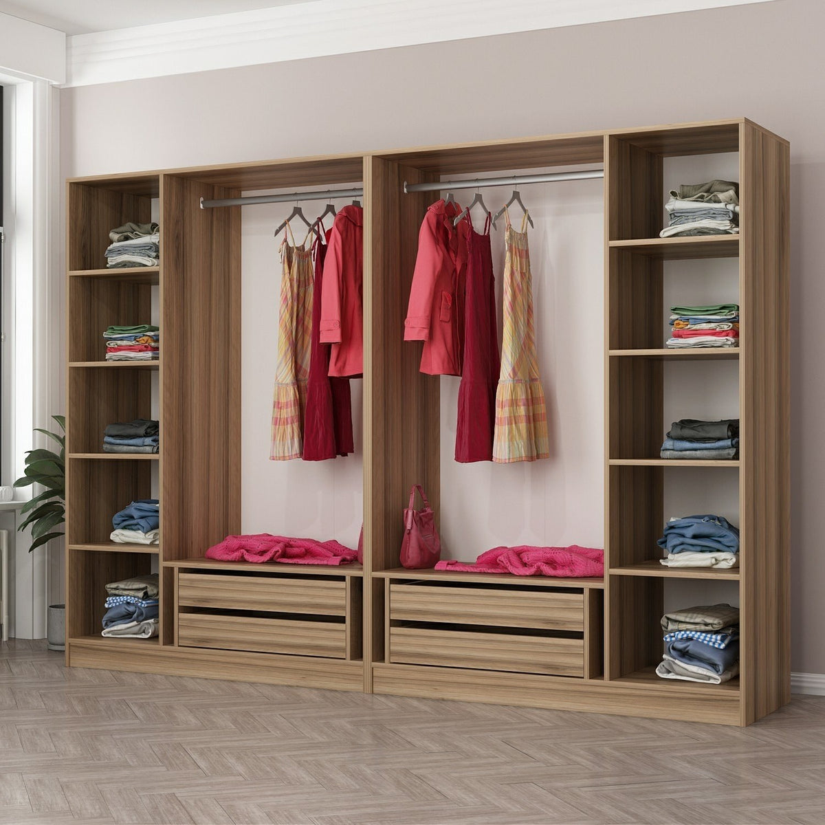Ντουλάπα 270x210x52 εκ Golden Oak Dark Grey 506MNR2757