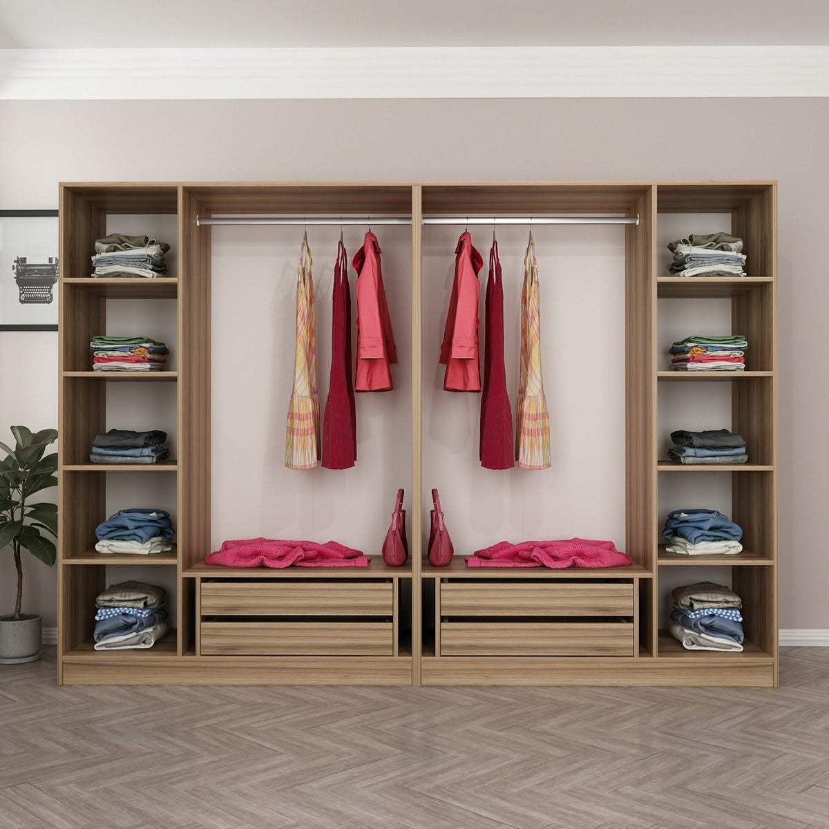 Ντουλάπα 270x210x52 εκ Golden Oak Dark Grey 506MNR2757