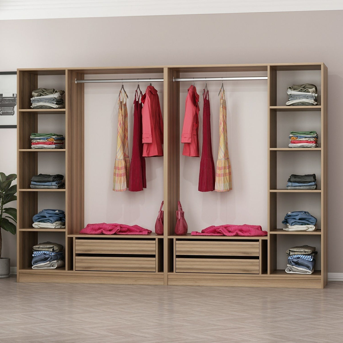 Ντουλάπα 270x210x52 εκ Golden Oak Dark Grey 506MNR2757