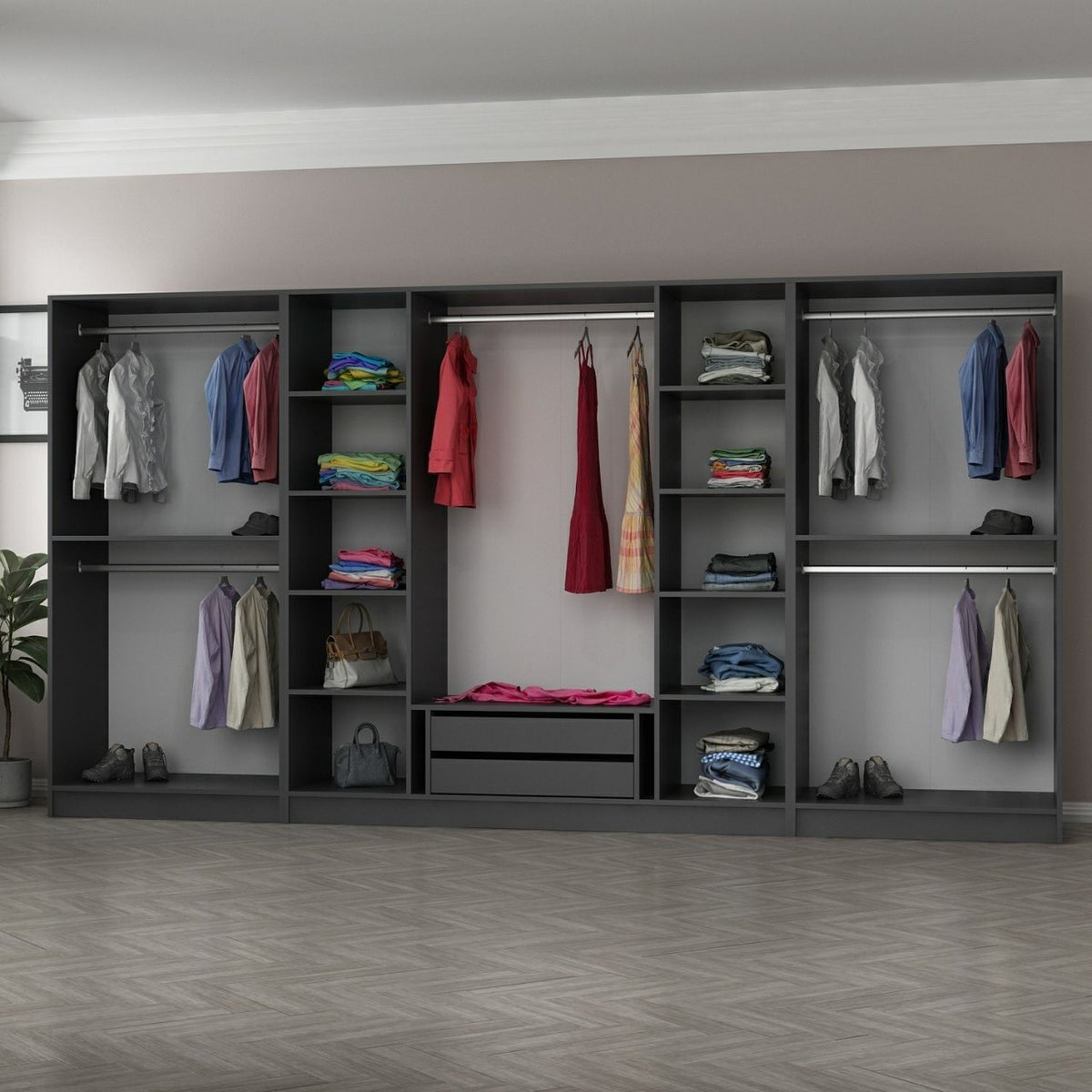 Ντουλάπα 360x190x52 εκ Ανθρακί 506MNR2769