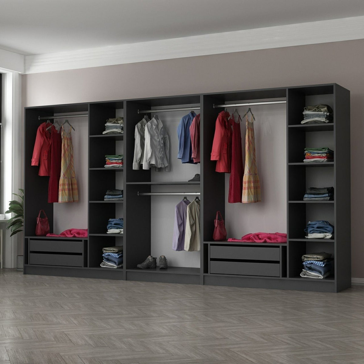 Ντουλάπα 360x190x52 εκ Ανθρακί 506MNR2773