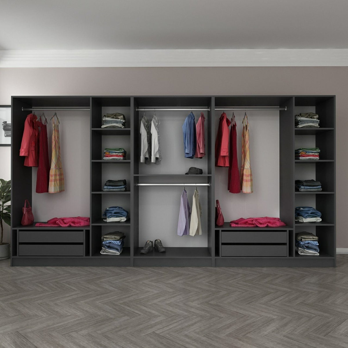 Ντουλάπα 360x190x52 εκ Ανθρακί 506MNR2773