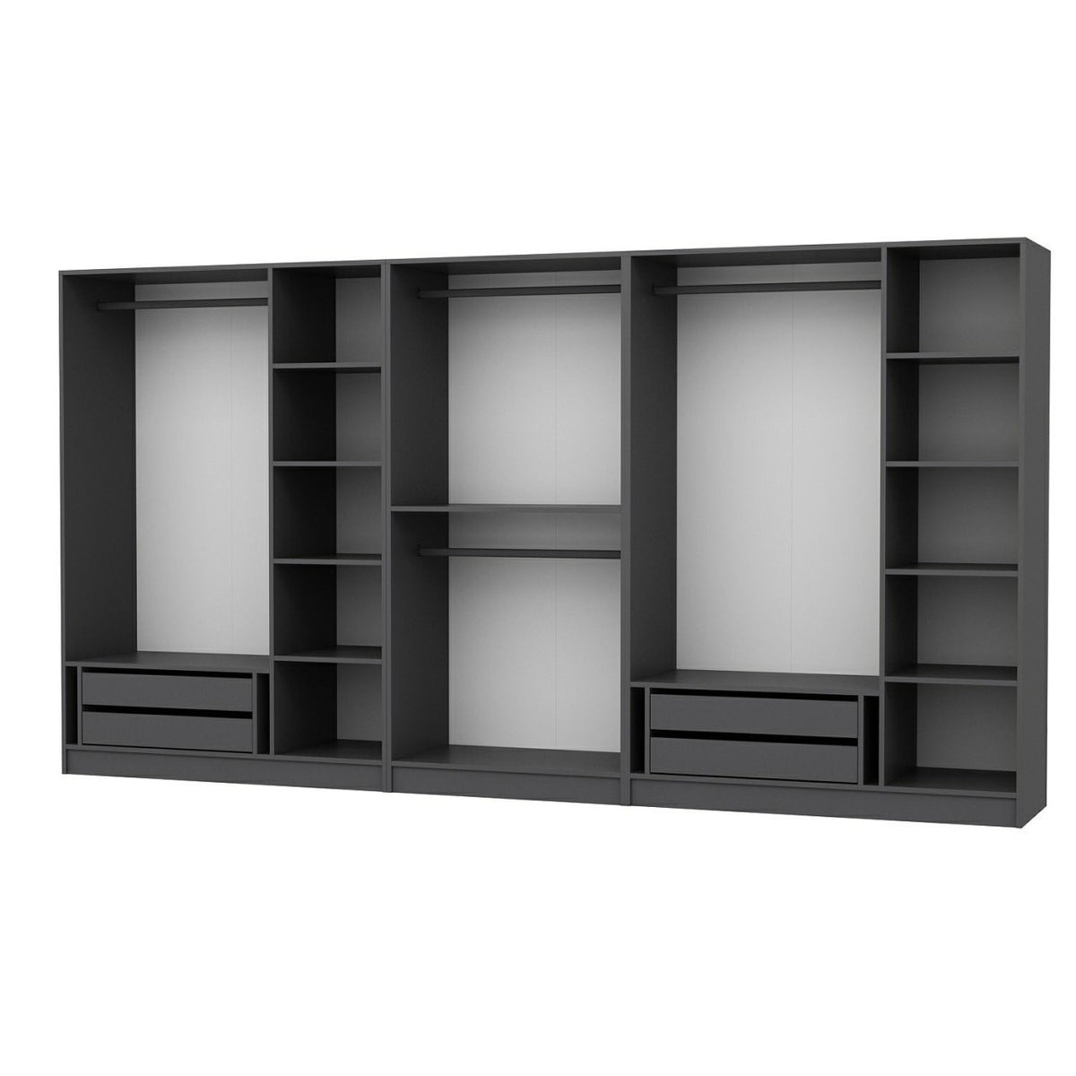 Ντουλάπα 360x190x52 εκ Ανθρακί 506MNR2773