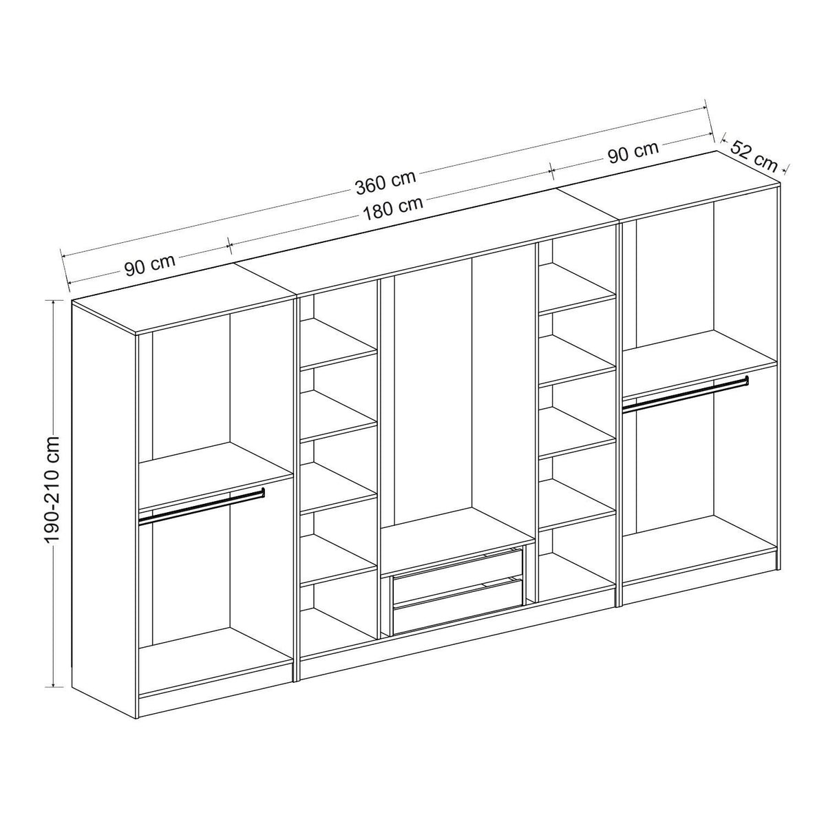 Ντουλάπα 360x190x52 εκ Dore 506MNR2777