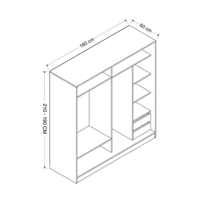 Ντουλάπα 180x190x52 εκ Λευκό 506MNR2781