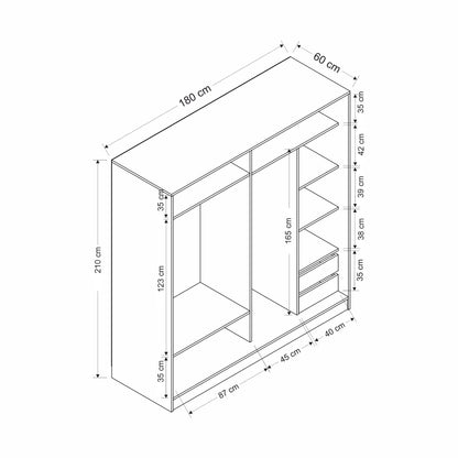 Ντουλάπα 180x210x60 εκ Dore 506MNR2784